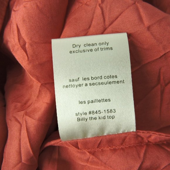 Nanette Lepore gorgeous crinkle silk coral red green embellished blouse top 0 - Picture 9 of 9